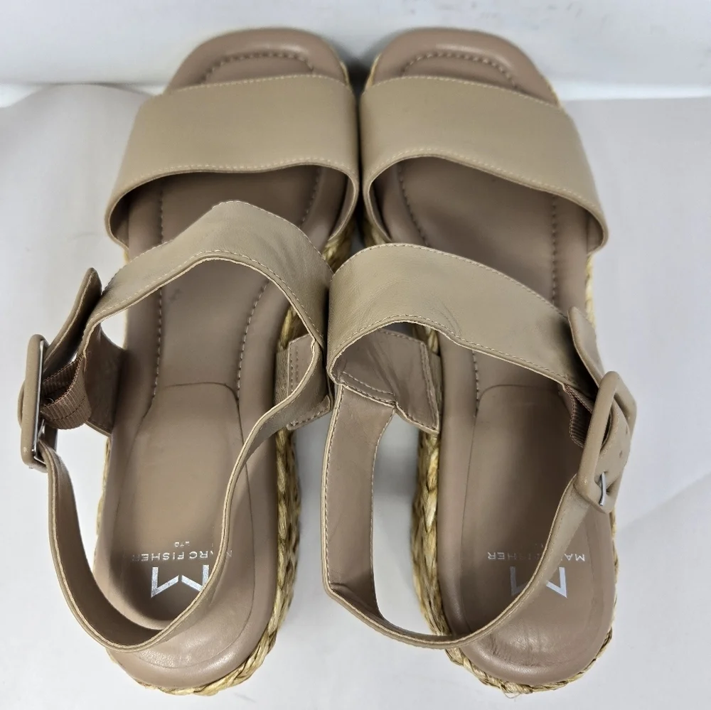 Marc Fisher Patryce Womens Platform Sandels Sz 11M Tan Leather Adj. Straps